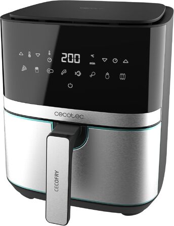 Аерофритюрниця Cecotec Cecofry Full Inox 5500 Pro, 5.5 л, 1700 Вт, цифрова безмасляна фритюрниця з корпусом із нержавіючої сталі та 8 режимами приготування
