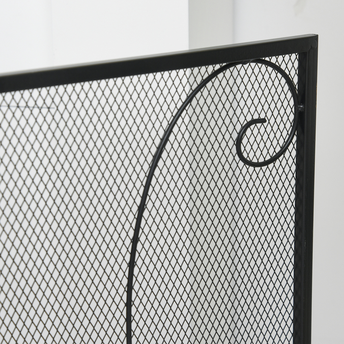 HOMCOM Fireplace Guard, 3-Panel Folding Fire Screen, Spark Screen, Fireplace Protection, Metal, Black, 132.5 x 76.5cm for a Safe Fireplace Area
