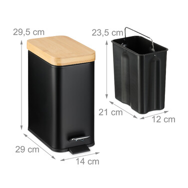 Relaxdays Waste Bin 5 l with Bamboo Lid