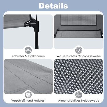 Лежанка для собак з балдахіном, XL, 122 x 92 x 102 см - водонепроникна, з дихаючим матеріалом, для відпочинку на вулиці та кемпінгу