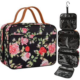 Сумка-органайзер для подорожей Ideatech, водонепроникна косметичка для жінок та чоловіків, з петлею для підвішування (чорно-жовта квітка)