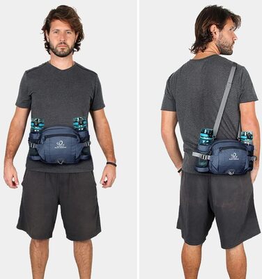 Водонепроникна поясна сумка Waterfly з відділенням для пляшки, регульованим ременем, кишенею для телефону, для хандрінігу, піших прогулянок, подорожей та кемпінгу (Темно-синій)