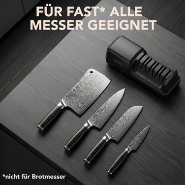 Електричний точило для ножів Cookery 4-ступеневе | Професійний точило з алмазним покриттям для кухонних ножів | Чорний