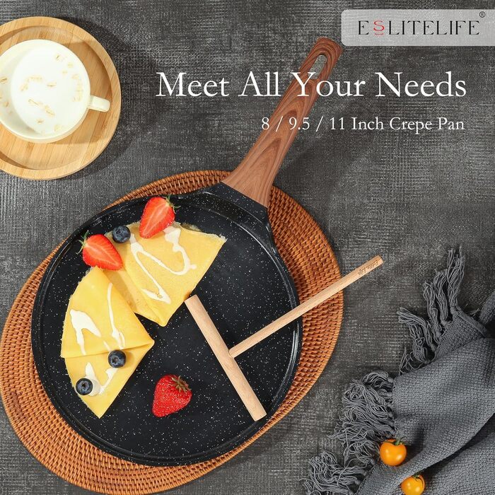 Млинцева пательня ESLITE LIFE 28 см, антипригарна, індукційна, без PFOA та PTFE, з розподілювачем тіста