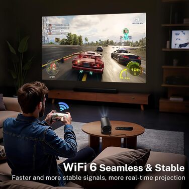 Lyncast OptiBarrel 500: Портативний проєктор 4K з Wi-Fi 6, Bluetooth 5.4, Android 11 та підтримкою iOS/HDMI/USB. Чорний