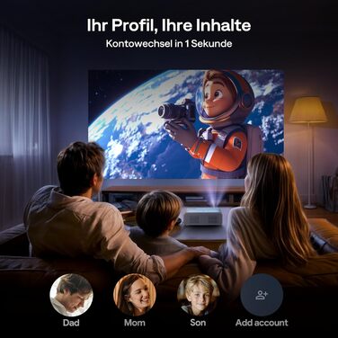 Aurzen Eazze D1 Smart Beamer: 4K проєктор для домашнього кінотеатру з WiFi, Bluetooth, автофокусом та корекцією трапецеїдальних спотворень. Підтримка Netflix, Dolby Audio, Full HD 1080P. Білий (GTV)