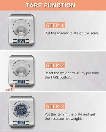 Цифрова кухонна вага 10 кг з LCD дисплеєм та функцією тарування, для випічки, приготування їжі та зважування ювелірних виробів, 1г, срібна, K1H