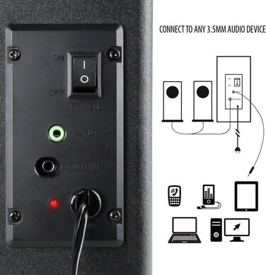 GOgroove 2.1 Звукова система для комп'ютера з LED-підсвічуванням. Комп'ютерні колонки PC з сабвуфером та блакитними LED-підсвічуванням. Ідеально підходить для стерео-геймінгу. Червоний колір