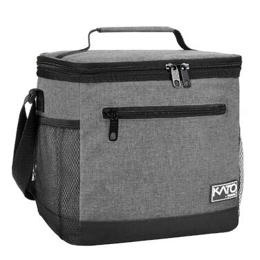 Сумка-ланч Kato Tirrinia для чоловіків: ізольована, 10.5L, з регульованим ремінцем, для роботи, фітнесу, школи, пікніків. Термосумка, витримує витоки, складається. Колір: темно-сірий