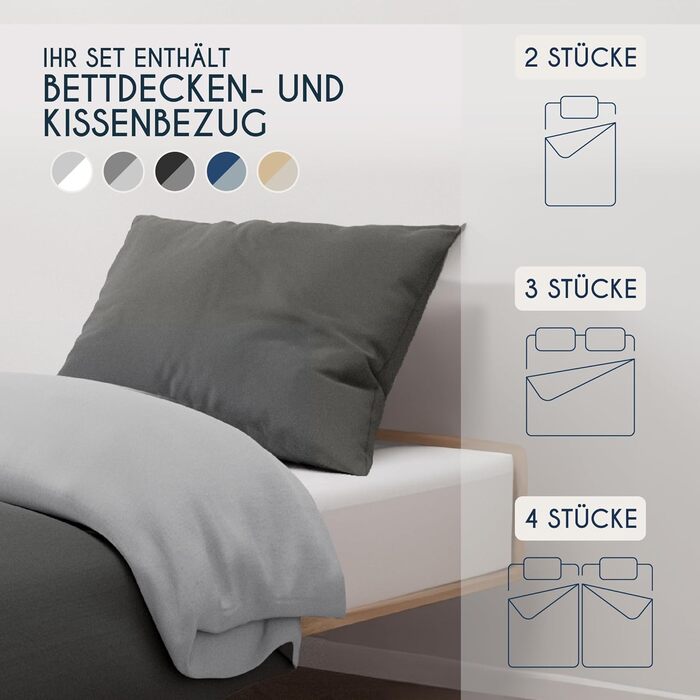 Комплект постільної білизни Dreamzie 240x220 см з 2 наволочками 80x80 см, чорний/темно-сірий (140x200 см + 2 наволочки 65x65 см, темно-сірий/світло-сірий), 100% мікрофібра, сертифікат Oeko TEX
