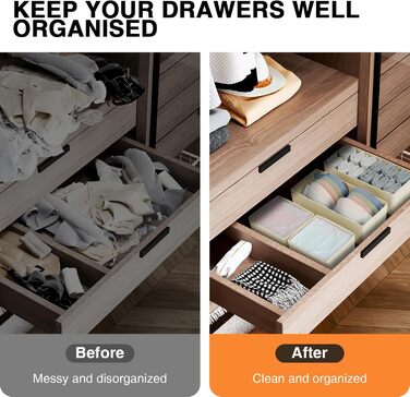 Drawer Organizer - Foldable Underwear Organizer Storage Box Fabric 16 Pieces Organizer Closet for Clothes, Socks (15 Pieces, Beige)