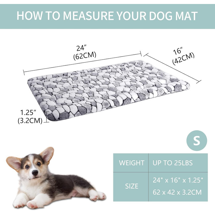 VANKEAN Stivoe Dog Cage Pad, Reversible (Cool and Warm), Soft Pet Sheep Mat Dog Bed for Crate, Suitable for Small to XX-Large Dogs and Cats, Machine Washable Crate Beds (S)