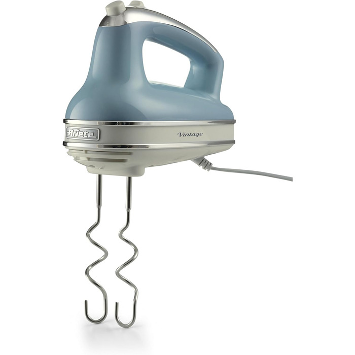 Міксер ручний Ariete Vintage 1548, 450W, 5 швидкостей, Turbo, 2 насадки, для тіста та збивання (Блакитний)