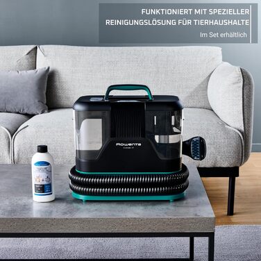 Rowenta Clean It - портативний відпарювач для килимів, 750W, зелений/чорний, IN5020F0. Швидке та легке очищення, знімний бак 2.3л та 5 насадок