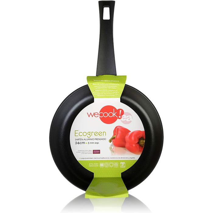 Набір сковорідок WECOOK Ecogreen 3 шт 18-20-24 см, алюміній, індукція, екологічне антипригарне покриття без PFOA, для всіх плит, чорний
