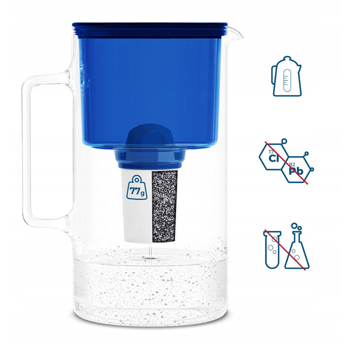 Скляний фільтр-кувшин Wessper D2 BOROSILICATE 3л, синій + 4 фільтри