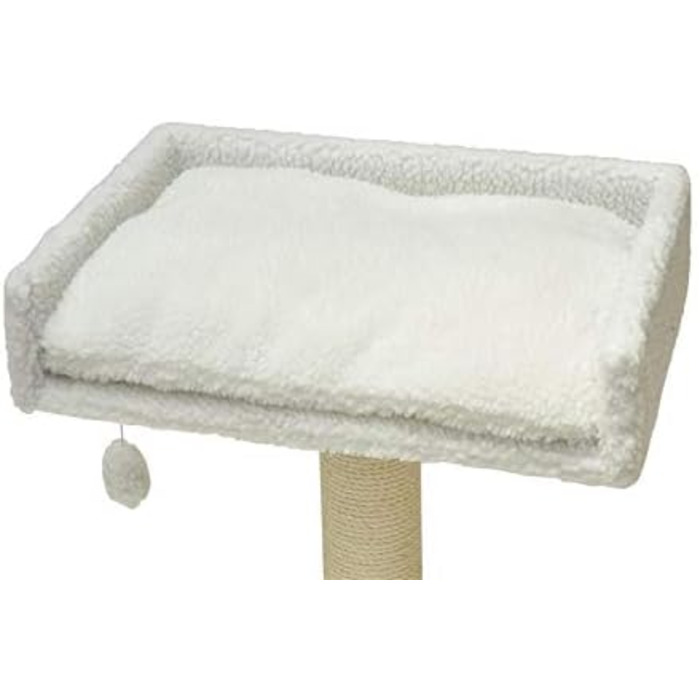 Лежак для котів Nanook Sigurd 60x40 см з подушкою та іграшкою, білий тедді-фліс, на когтеточку, оглядова платформа