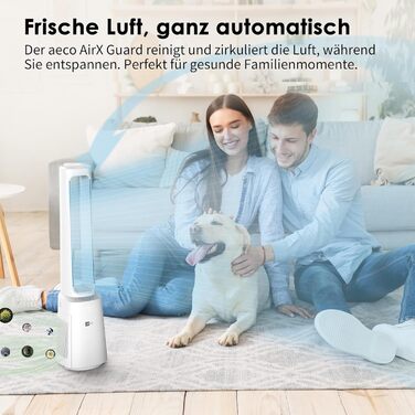 Турбовентилятор Aeco AirX Guard 2-в-1 з очищувачем повітря HEPA H13. Тиха робота 38dB, 10 швидкостей, 3 режими, осциляція 60°, таймер 12h, LED дисплей, пульт ДУ.