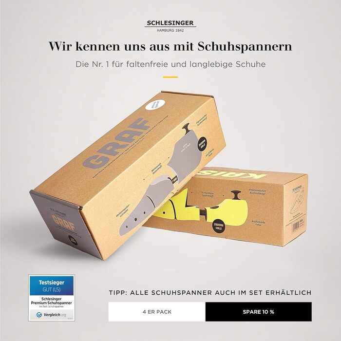 Schlesinger – Premium men's boot stretcher/shoe stretcher made of fine cedarwood for optimal care of boots and shoes. Model Graf. Size 39 – 48.