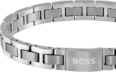 Браслет чоловічий BOSS METAL LINK ESSENTIALS сріблястий з застібкою-карабіном, сталь