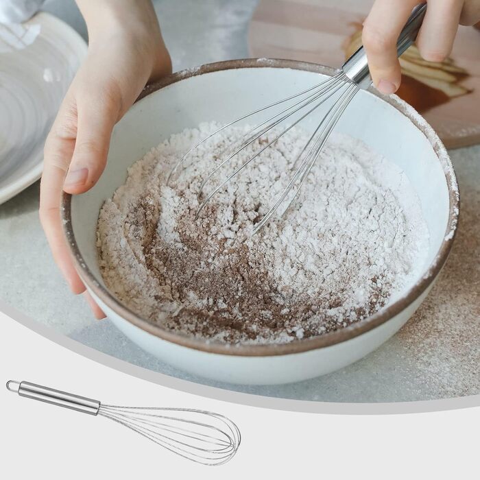 Набір з 4 штук міксерів для кухні LAMXD - нержавіюча сталь, професійні ручні вінчики, для вимішування тіста, яєць, збивання - 21/26/29 см, сріблястий
