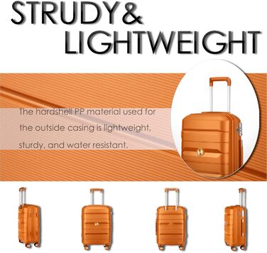Чохол-валіза Sea Choice з поліпропілену, розширюваний, ручна поклажа, 4-х частинний набір, з TSA замком (Оранжевий)