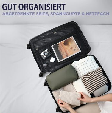 Набір валіз FERGÉ Milano 5-ти частинний з жорстким корпусом + сумка для подорожей + косметичка - 3 шт. (Бежевий/Блакитно-коричневий)