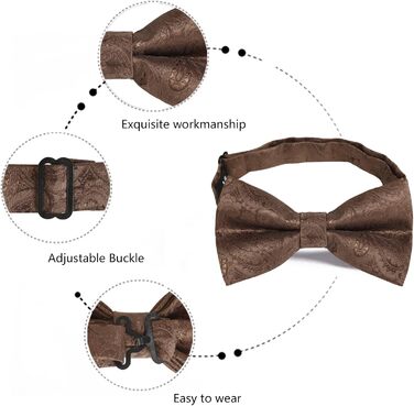 Набір краватки з градієнтом пейслі Alizeal, краватка-метелик, кишеньковий хустинка, запонки (колір: коричневий, універсальний розмір)