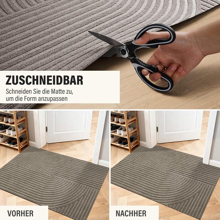 Привідний килимок FEOMOS 60x90 см для дому та вулиці, протиковзний вологопоглинаючий килим для вхідних дверей, коридору, балкона та кухні, бежевий, можна прати