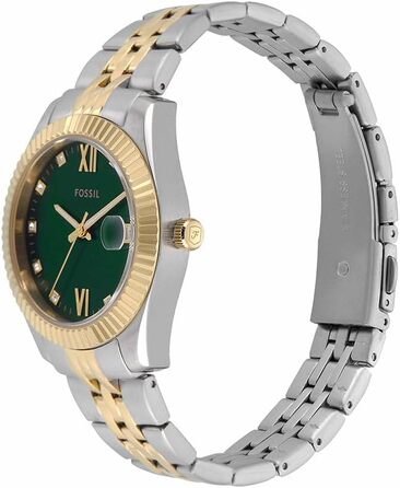 Жіночий кварцовий годинник Fossil Scarlette 33мм з датами та сталевим браслетом, колір: холодне зелене