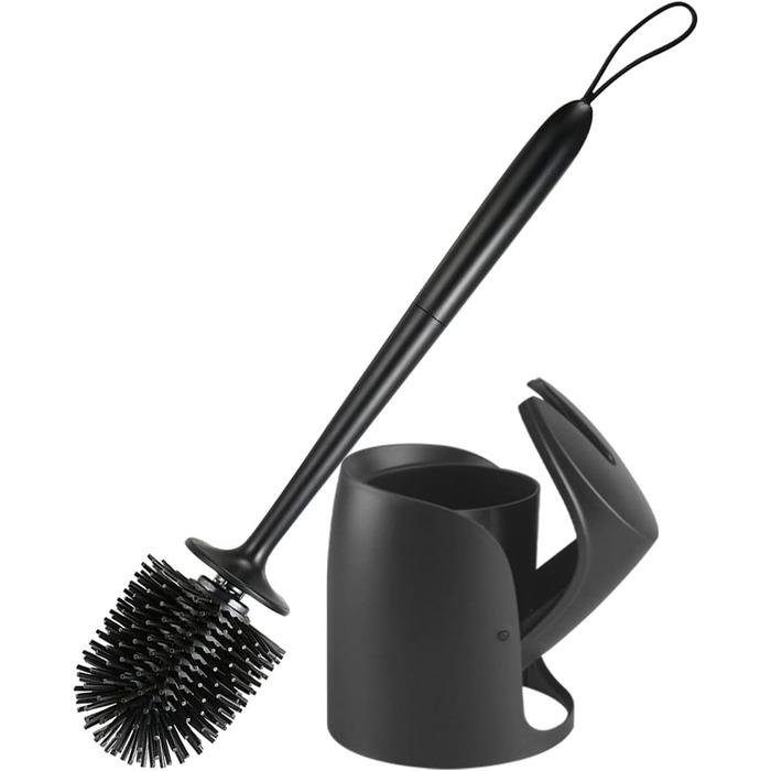 Набір для туалету: щітка з тримачем, силіконова щітка для унітазу, довга ручка, швидке висихання, настінний/підлоговий монтаж (білий та чорний)