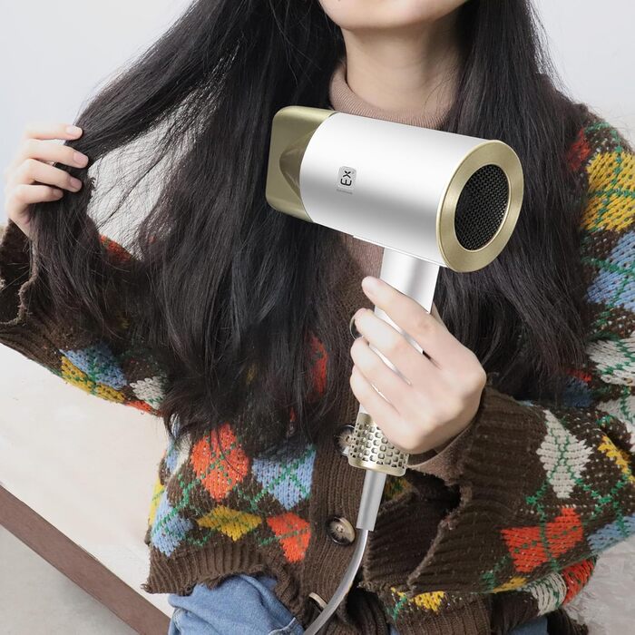 Професійний фен 2000W з регулюванням температури та швидкості, насадка-концентратор, холодний струмінь повітря для дому, салону краси та подорожей (білий)