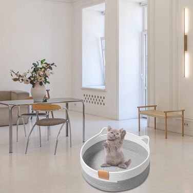 Плетене ліжко для котів, 40 см, складаний кошик-гніздо, дихаюче ліжко для домашніх тварин, стійке до подряпин універсальне ліжко для кошенят (S, світло-сірий)