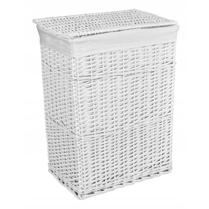 Білий плетений кошик для білизни 72л — місткий контейнер-скриня у стилі вікліру