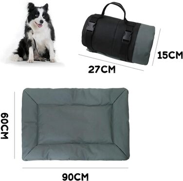 Килимок для собак Bangminda: миючий, для подорожей, кемпінгу, на вулицю, водонепроникний, 90x60 см, сірий