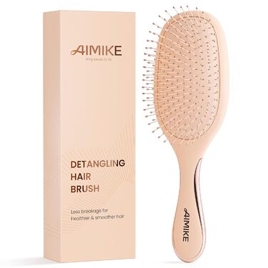 AIMIKE Rose Luxe Щітка для розчісування волосся без болю, з вентиляцією та ультрам'якими гнучкими щетинками FlexGlide, легко видаляє ковтуни, для мокрого та сухого волосся, для жінок, дівчаток та дітей (Рожева, з повітряною подушкою)