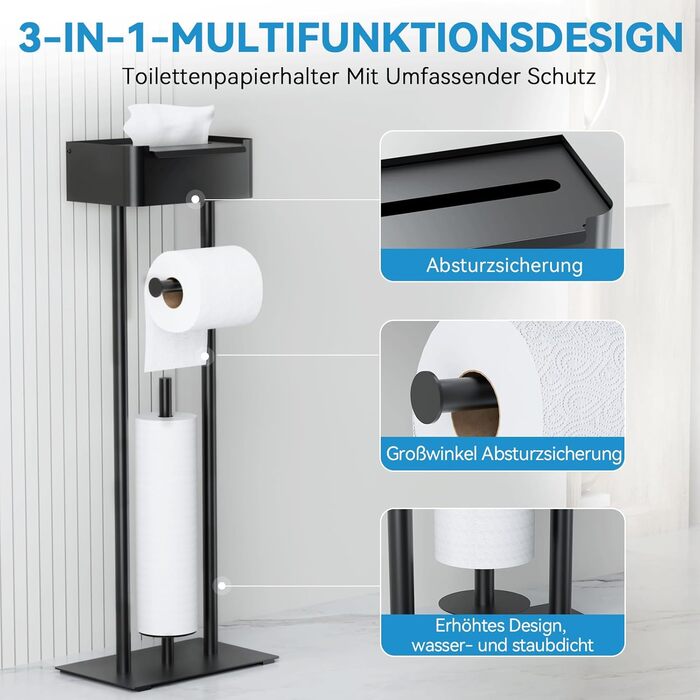 Підставка для туалетного паперу настільна з боксом для вологих серветок, чорна матова – Pro