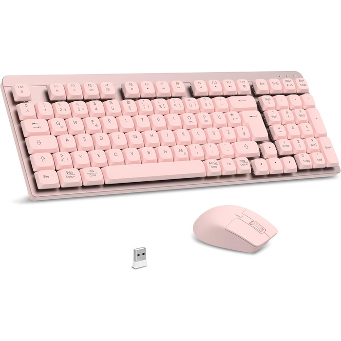Leadsail FA98 Бездротова Механічна Клавіатура та Миша, 98 Клавіш, QWERTY, Рожевий Колір, 1600 DPI для PC, MacOS, Windows