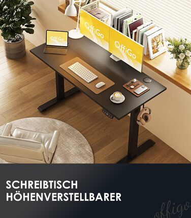 OffiGo Height Adjustable Electric Standing Desk - Ergonomic Computer Desk with Memory Function - Modern White Standing Desk for Home & Office (120x54cm)
