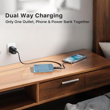 Power Bank NOBIS 10000mAh з цифровою індикацією, 25W, USB-C, блакитний