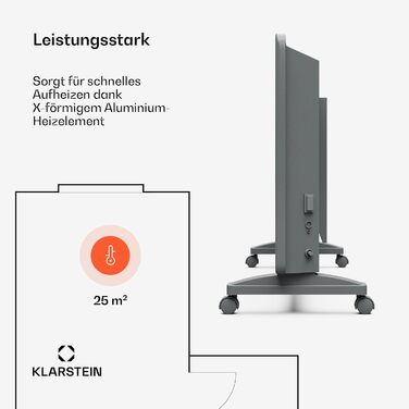 Klarstein Bansin Crystal Smart конвекторний обігрівач – 1500 Вт, настінний/вільний, LED-дисплей, керування через додаток, енергоефективний, захист від перегріву та замерзання, блокування від дітей, ідеально для вітальні