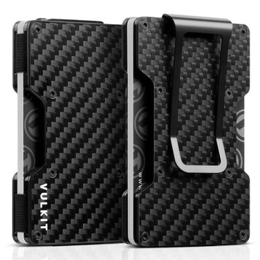 Крижма-картхолдер VULKIT для чоловіків з металевою кліпсою для грошей, Airtag, тонкий, RFID захист, гаманець, зелений (карбон)