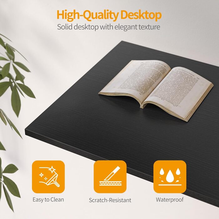 CubiCubi 120x50cm Desk with 3 Drawers & 4 Shelves - Home Office, Computer & Gaming Desk - Black