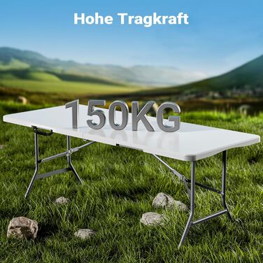 Складний кемпінговий стіл Wiltec 122x60x75 см з ручкою для перенесення - для пікніка, саду, вечірок