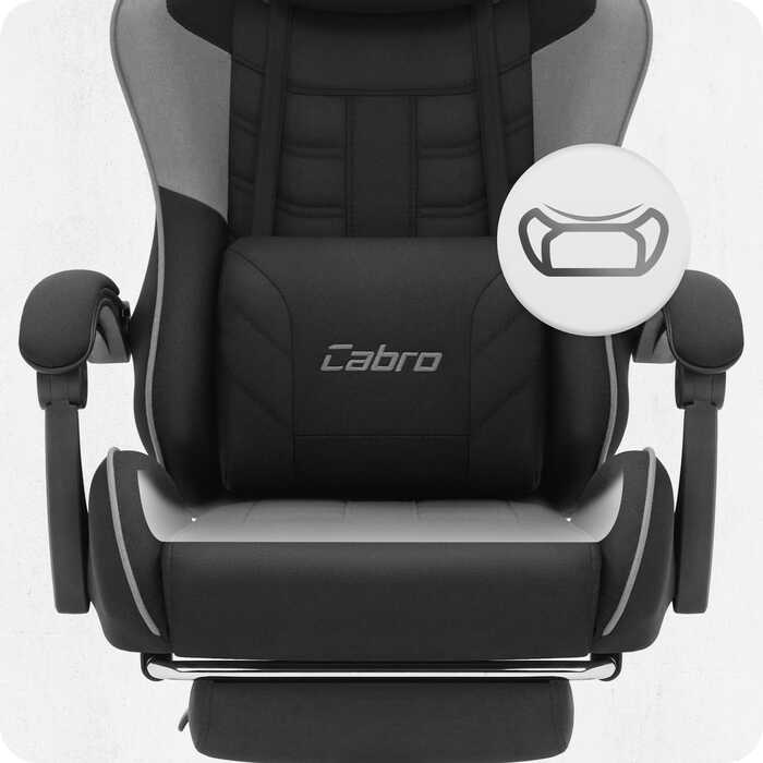 Ігрове крісло Cabro C501, чорно-сіре, тканина