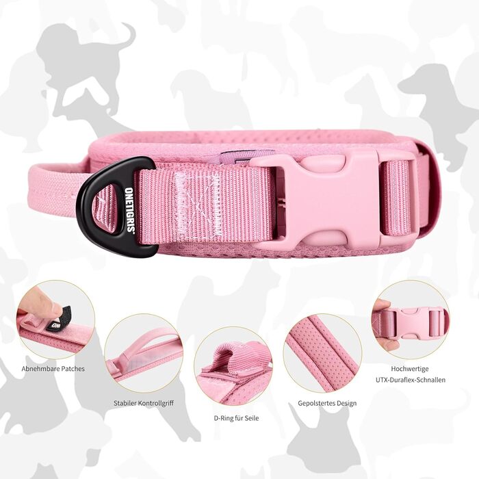 Нашийник для собак OneTigris, тактичний, XS (25-33 см), рожевий
