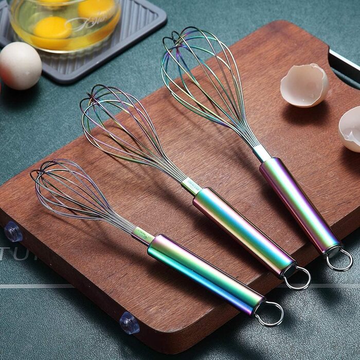 Набір міксерів-віників Kyraton з нержавіючої сталі (3 шт.) 8', 10', 12' - для кухні, приготування їжі, збивання