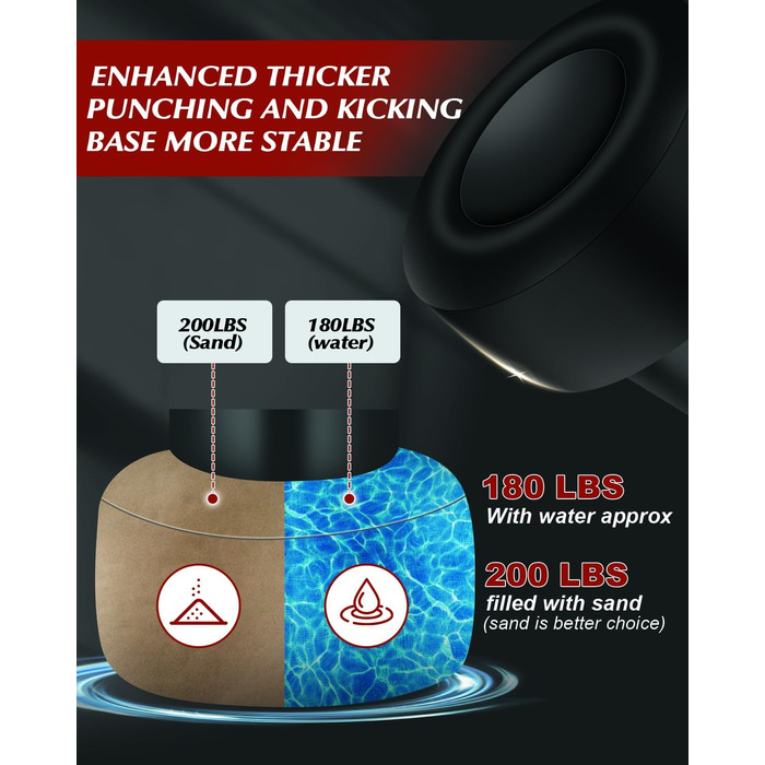 Боксерський мішок стоячий для дорослих, 180см. Міцний мішок для боксу, кікбоксингу, MMA, Муай Тай, фітнесу, таekwondo. Чорно-білий.