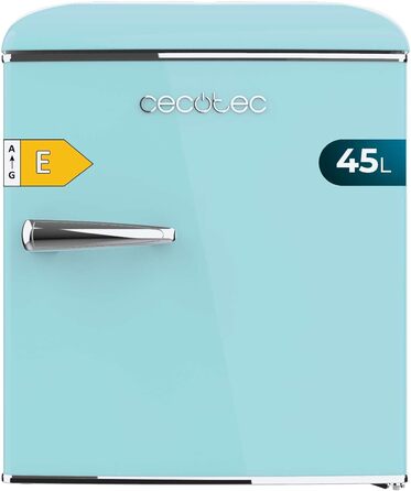 Cecotec Retro Mini Fridge - 45L Compact Refrigerator with Chrome Handle & Freezer Compartment - Red