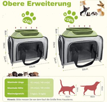 Транспортна сумка для кота, переноска для кота та собаки, сіра, велика (L)